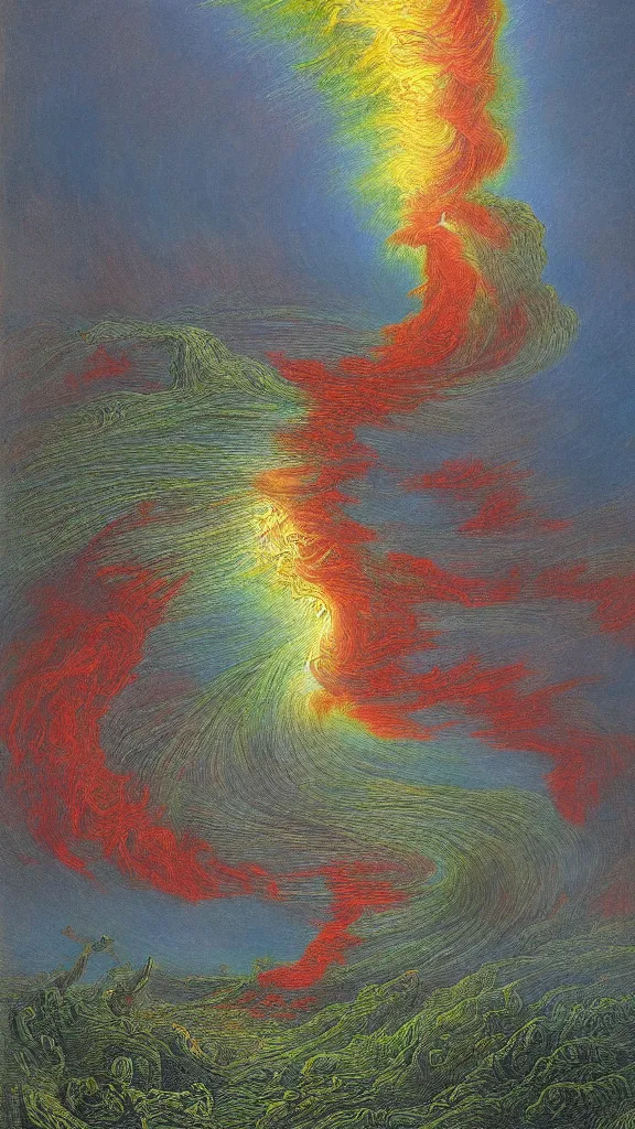 Prompt: beautiful colorful earth tornado, massive, extreme detailed, Gustave Dore, vibrant, 8k