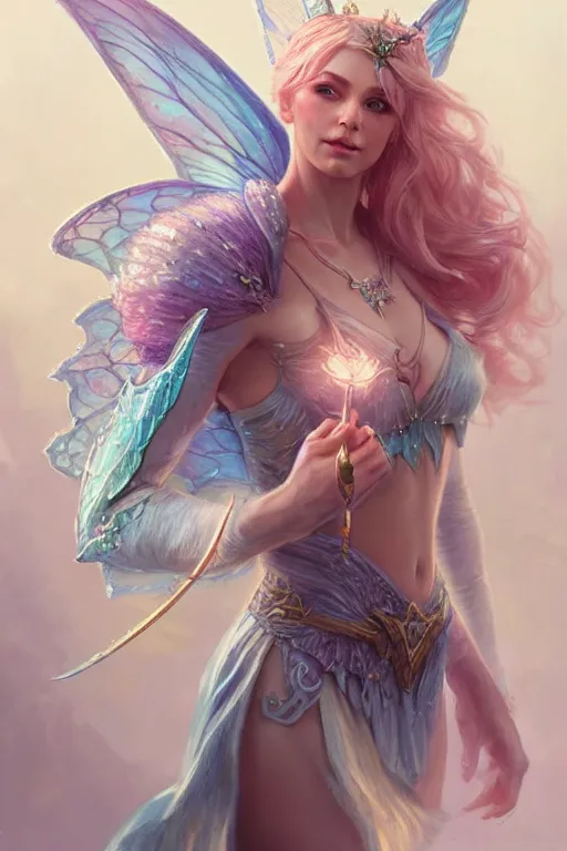 Image similar to fairy princess, highly detailed, d & d, fantasy, highly detailed, digital painting, trending on artstation, concept art, sharp focus, illustration, art by artgerm and greg rutkowski and magali villeneuve