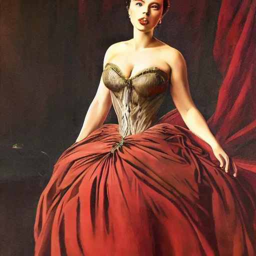 Image similar to frank frazetta portrait of scarlett johansson as queen victoria, full body, 8 k, realistic, photo real, smooth, sharp, intricate detail, hyper detail, dramatic lighting, dramatic shading