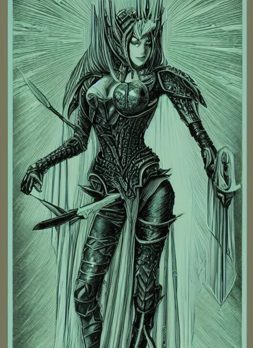 Image similar to portrait of nephenee from fire emblem, fantasy pen and ink by virgil finlay, trending on artstation, HD, intricate, masterpiece, concept art, character design