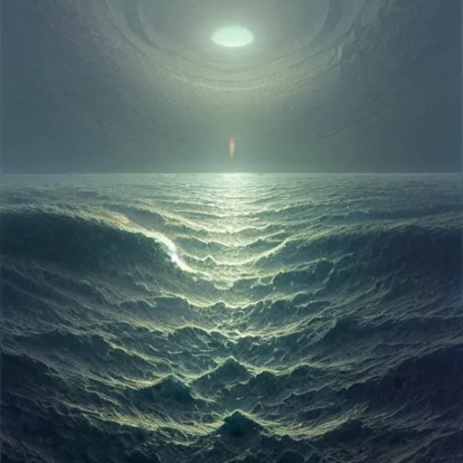 Prompt: crystalized Alien ocean by Zdzisław Beksiński and Greg Rutkowski