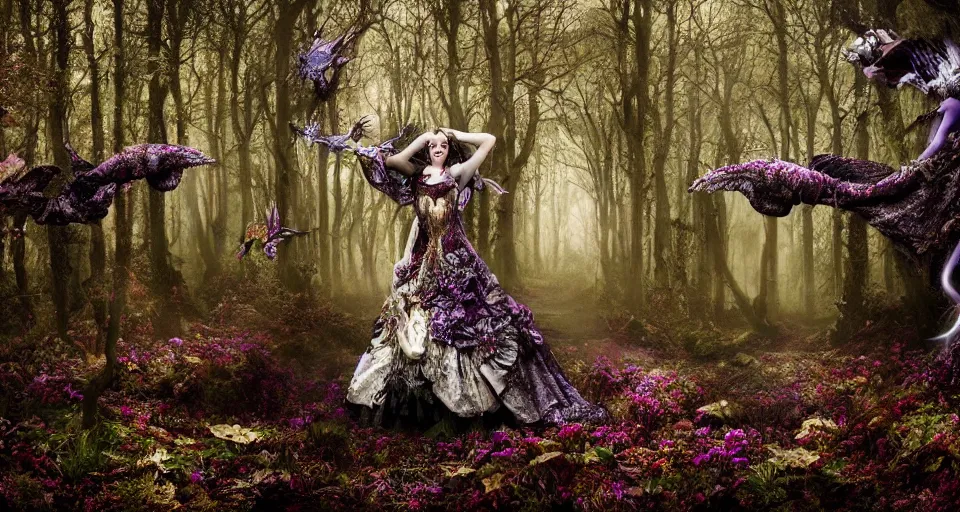 Prompt: Enchanted and magic forest, by Kirsty Mitchell