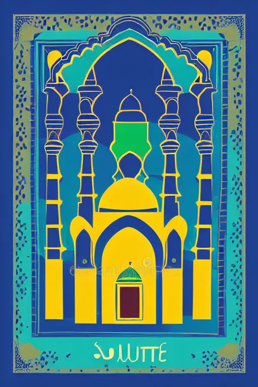 Image similar to minimalist boho style art of colorful mosque, illustration, vector art