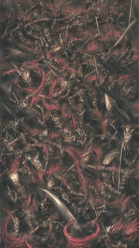 Image similar to a japanese feudal castle being besieged by an horde of demons. dark fantasy. digital art. high detail