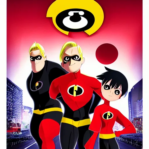 Image similar to Anime poster of The Incredibles