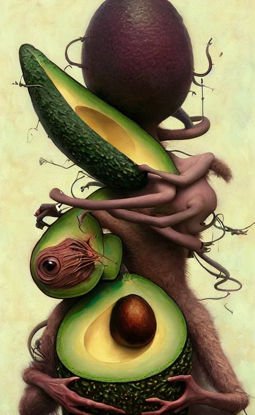 Image similar to imaginative anthro avocado creature painting by chiara bautista, beksinski and norman rockwell and greg rutkowski weta studio, tom bagshaw and lucasfilm