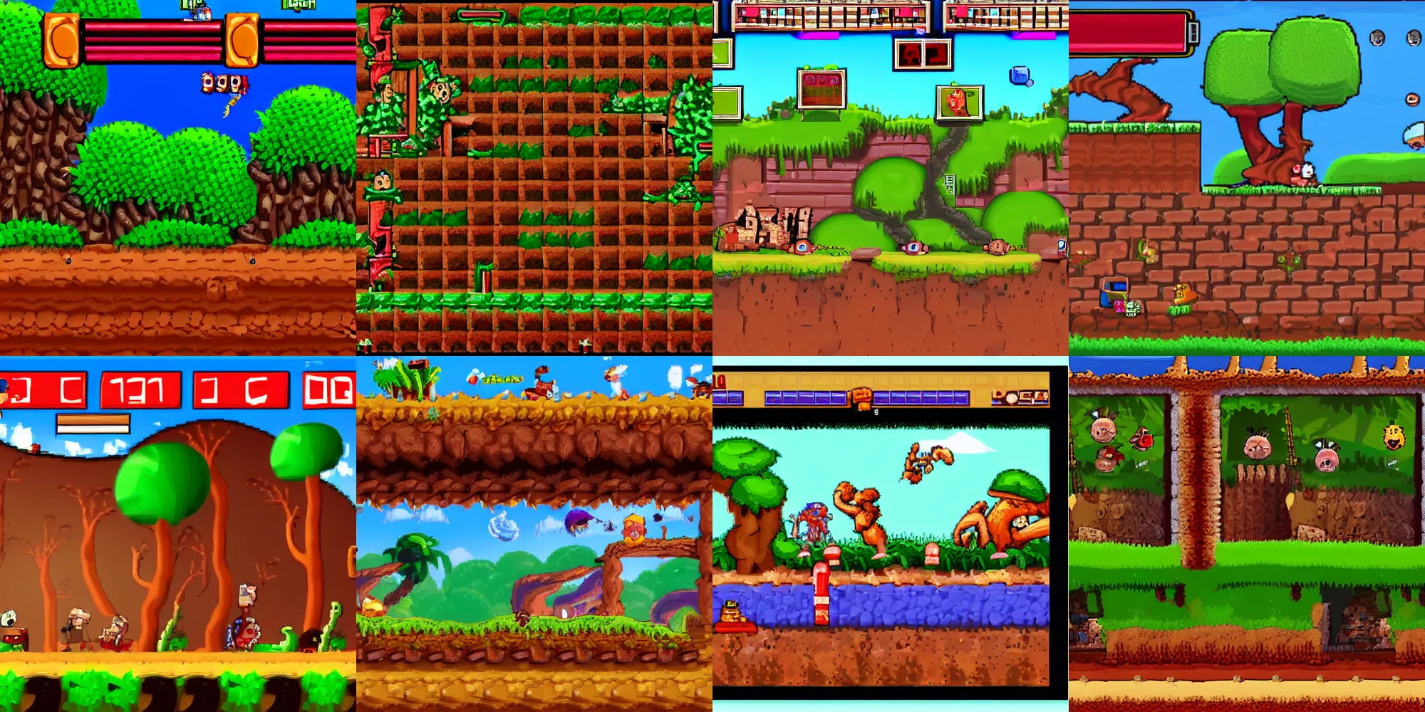 Prompt: real-time worms split screen DOS game