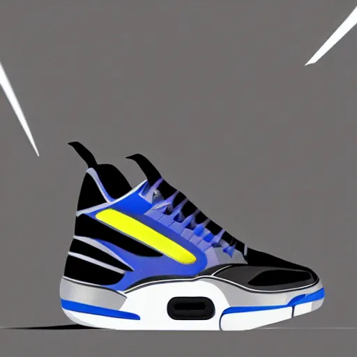 Prompt: basketball sneaker concept art, futuristic, sharp focus, illustration, concept art by tooth wu