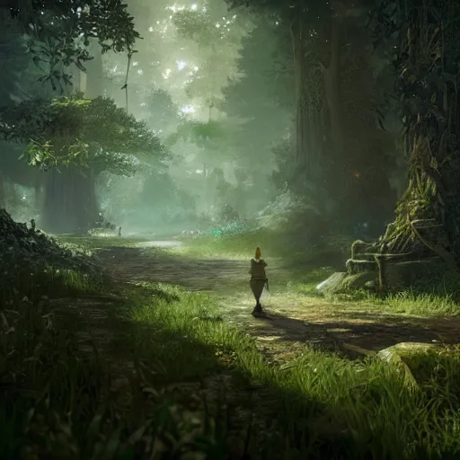 Image similar to a forest made of vodka bottles craig mullins, intricate linework, sharp focus, smooth, octopath traveler, final fantasy, unreal engine, dramatic lighting, ethereal, 8 k