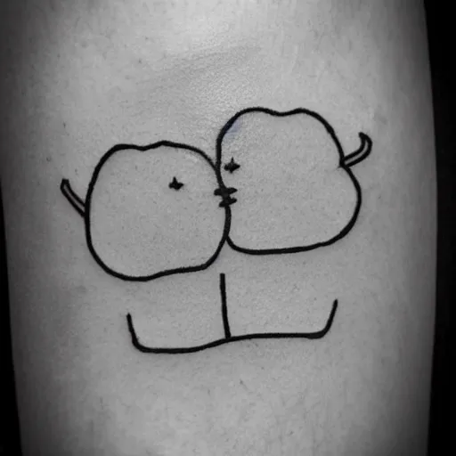 Image similar to handpoke tattoo of a black and white children's drawing, stick poke, lineart