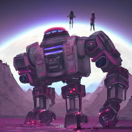Prompt: corrupted robot sentinel enjoying picking up flower on infested planet, no man's sky, 4 k, digital art, concept art