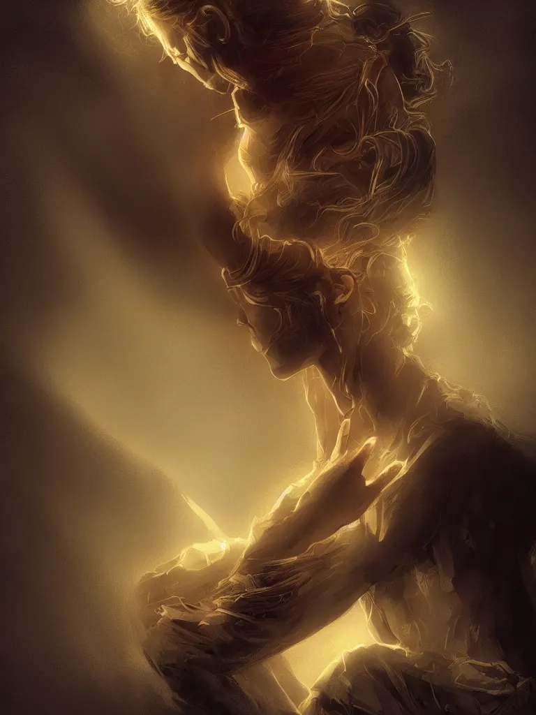 Image similar to headache by disney concept artists, blunt borders, rule of thirds, golden ratio, godly light, dark!
