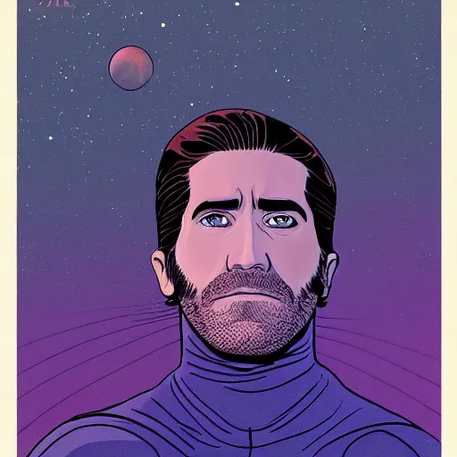 Image similar to jake gyllenhaal retro minimalist portrait by jean giraud, moebius starwatcher comic, 8 k