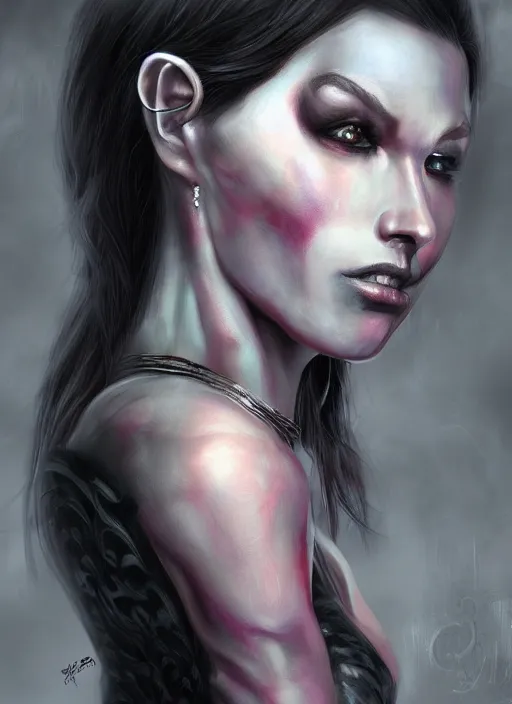 Prompt: portrait of a fantasy demon woman, photorealism, digital art, art station , concept art