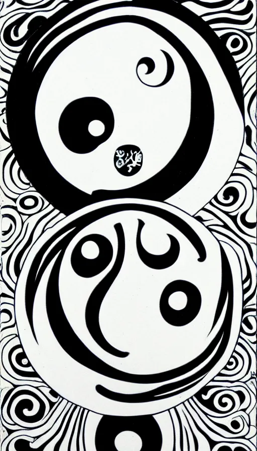 Prompt: Abstract representation of ying Yang concept, by Eiichiro Oda