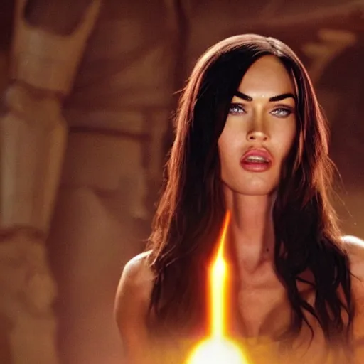 Image similar to Still of Megan Fox on the Jedi Council, Star Star Wars, Cinematic Lighting, beautiful composition, 8K resolution