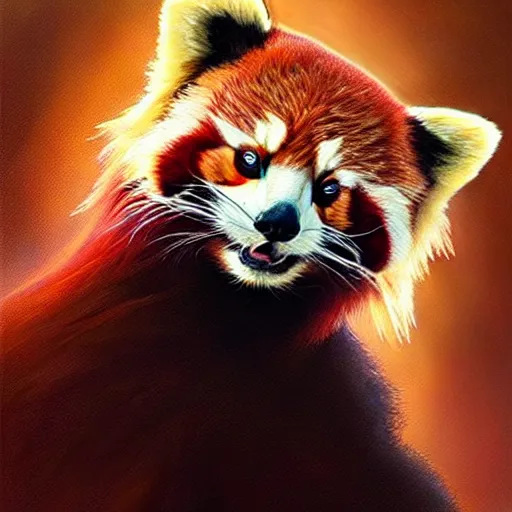 Image similar to beautiful detailed picture of a red panda, radiant light, art nouveau, intricate, elegant, highly detailed, my rendition, digital painting, artstation, concept art, smooth, sharp focus, illustration, art by artgerm and greg rutkowski and alphonse mucha