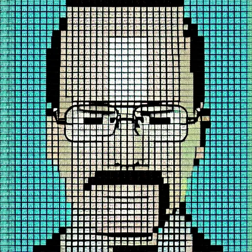 Image similar to walter white, 16 bit, color by number, grid