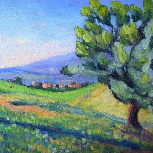 Image similar to landscape of provence in france oil painting