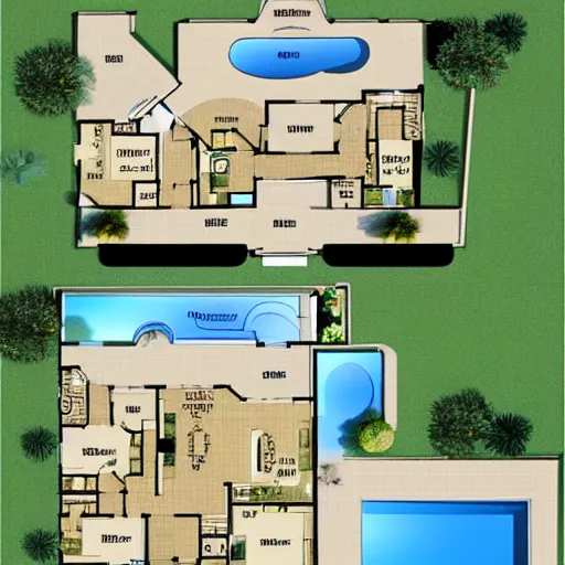 Prompt: floor plan of a villa