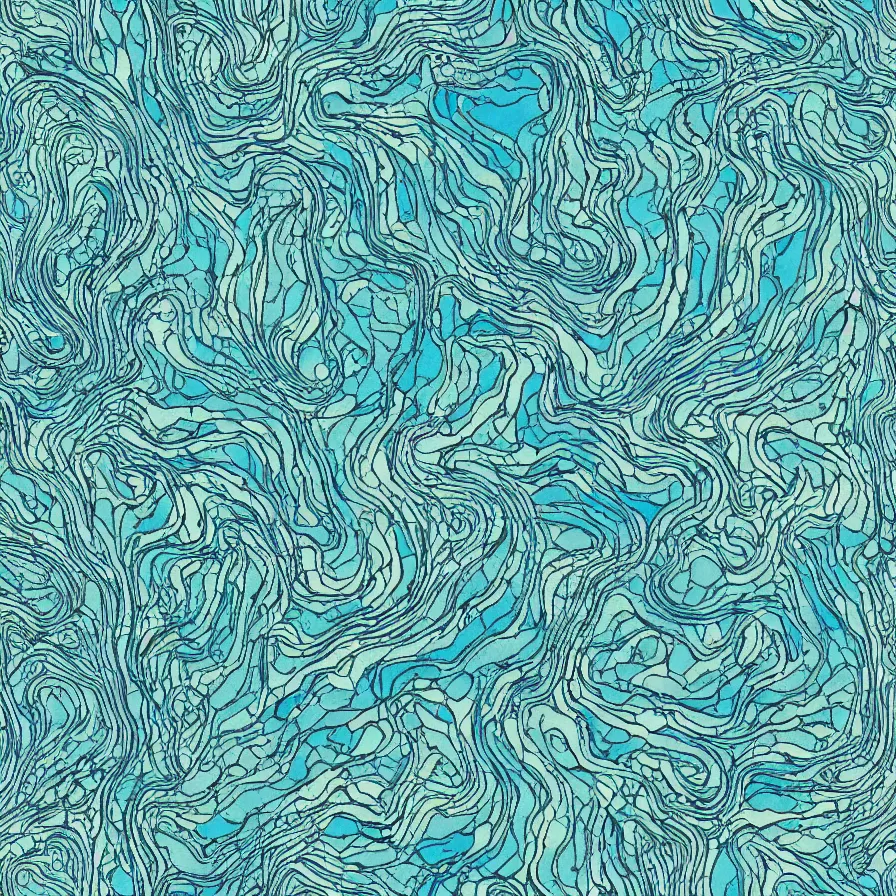 Image similar to beautiful and artistic mycelium on a fantastic planet and unusual critters of the ocean, highly detailed, seamless tiling pattern with optical illusion