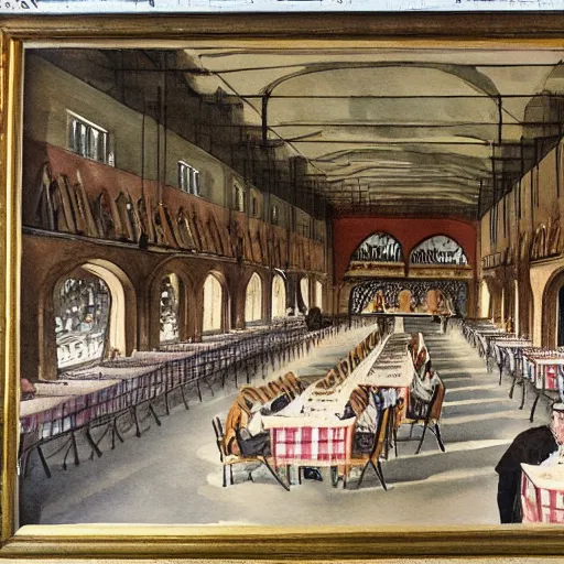 Image similar to munich royal beer hall. watercolor painting by hitler.