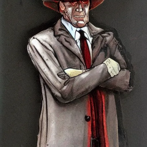 Prompt: original concept artwork for a Kolchak action figure by Leonardo DaVinci