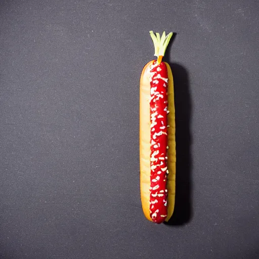 Image similar to infinitely long hotdog, white background