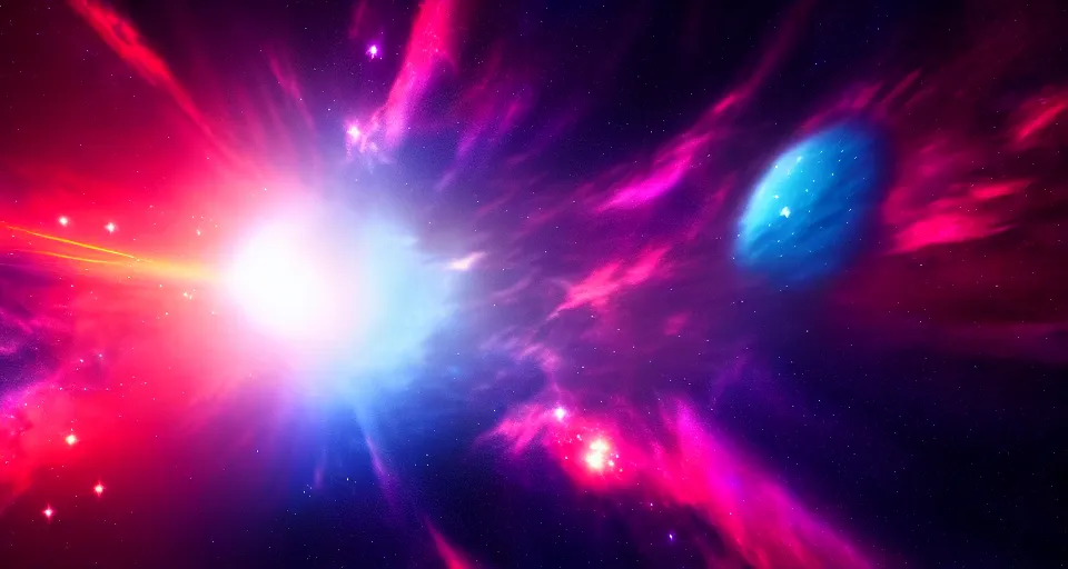 Image similar to minimalist cinematic scifi render of a dramatic powerful nebula in space, nebula, homeworld skies, 4 k, 8 k, hd