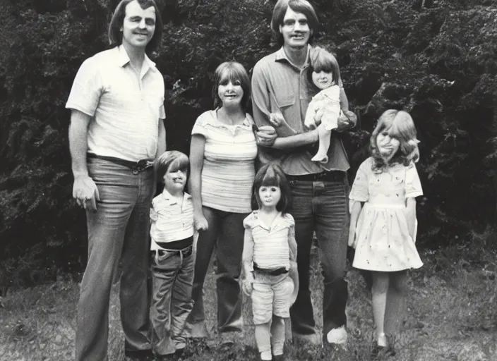 Prompt: a family of four in the 1 9 7 0 s