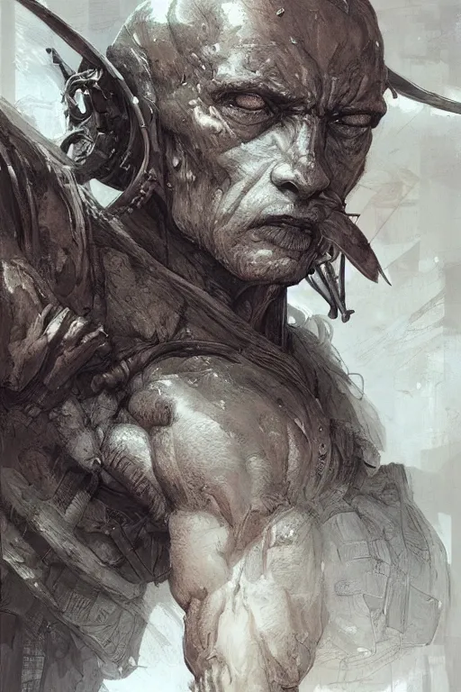 Prompt: Portrait of a male dnd centaur, intricate drawing, by John Harris, Emil Melmoth, Craig Mullins, yoji shinkawa , artstation, moebius comic, Marc Simonetti, Ian McQue, Kentaro Miura, hyper detailed, cinematic