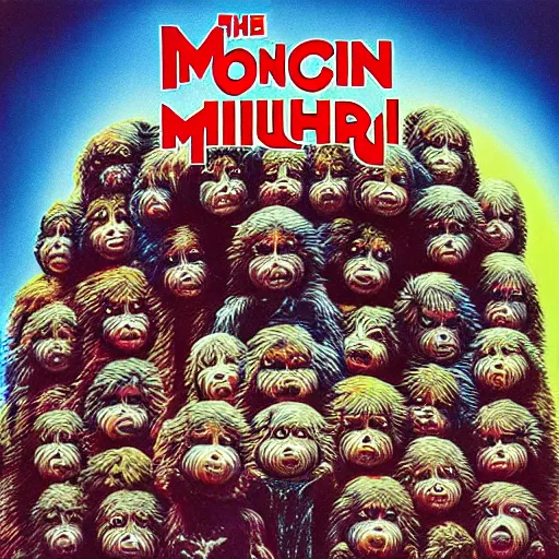 Prompt: the monchhichi on iron maiden album cover, 8 k resolution hyperdetailed scary dystopian surrealism style of alex grey