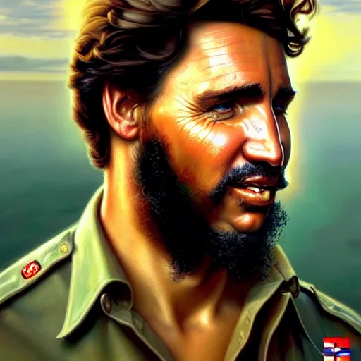 Prompt: epic portrait of justin trudeau as fidel castro havana cuba background detailed digital painting artstation concept art, donato giancola, joseph christian leyendecker, wlop, boris vallejo, breathtaking, high details, extremely detailed, confused face, establishing shot, artistic, hyper realistic, beautiful face, octane render