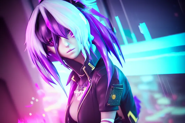 Prompt: KDA ahri is looking at a rainy window in the style of a code vein character creation, cyberpunk art by Yuumei, cg society contest winner, rayonism light effects and bokeh, daz3d, vaporwave, deviantart hd