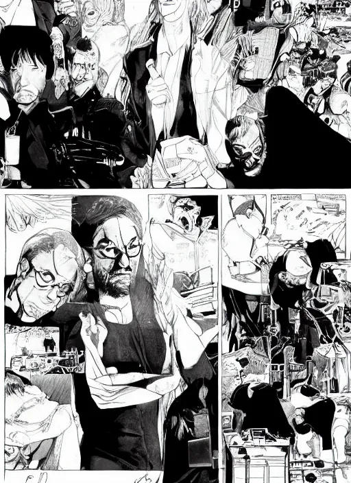 Image similar to steve jobs manga, final page, by katsuhiro otomo and hiroya oku and makoto yukimura