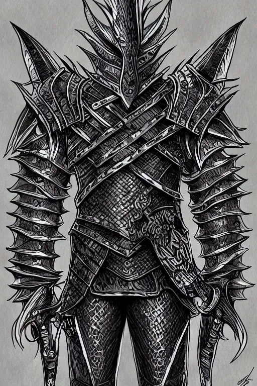 Image similar to thistle armoured warrior, symmetrical, highly detailed, digital art, pointy themed armour, sharp focus, trending on art station, kentaro miura manga art style