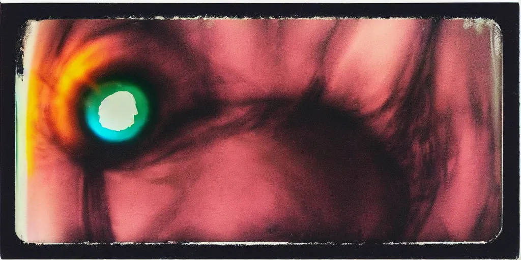 Prompt: never let them take the light behind your eyes, abstract art, polaroid