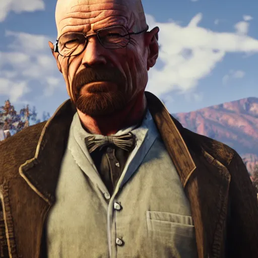 Prompt: Walter White in Red Dead Redemption 2, hyperdetailed, artstation, cgsociety, 8k