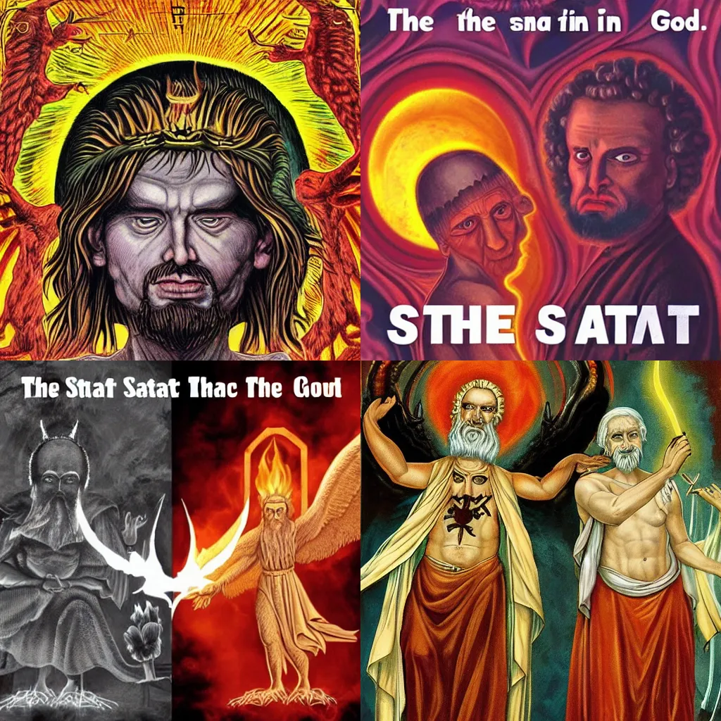 Prompt: the satan and the god are in peace