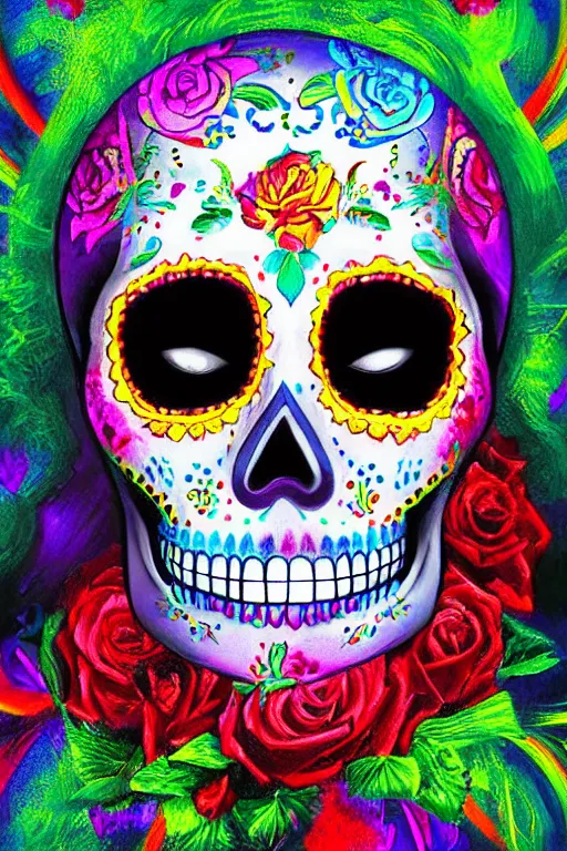 Image similar to Illustration of a sugar skull day of the dead girl, art by gabriel dawe