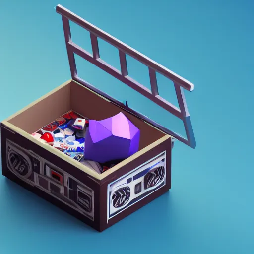 Prompt: 3d loot box, isometric, cinema 4d, octane