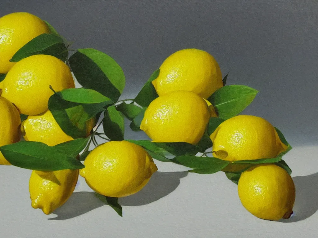 Image similar to oil on canvas painting of a lemon