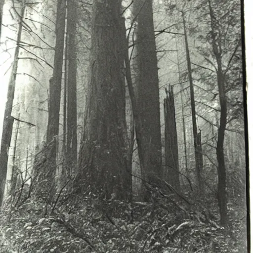 Prompt: blair witch hauntology ghost occult forest, very old photo