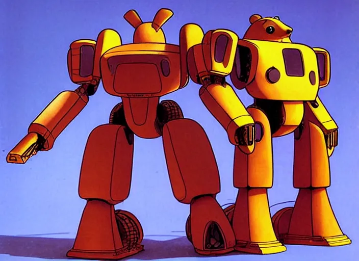 Prompt: a giant hamster shaped mecha, moebius,