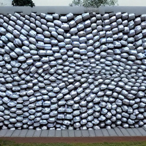 Image similar to beautiful tidal wave constructed of baseballs, by pixar