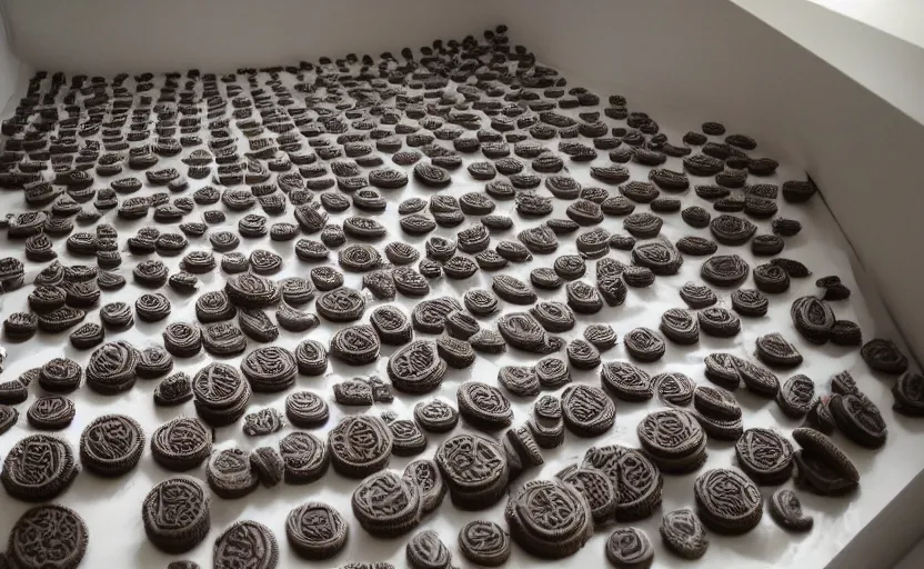 Prompt: ''A museum building made of oreo cookies, realistic, 8K''