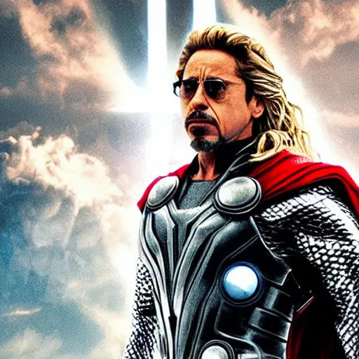 Image similar to robert downey jr as thor