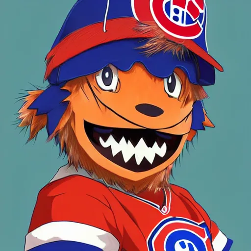 Image similar to anime Portrait of Youppi the Habs Montreal Canadiens Mascot as a very cute powerful and friendly pokemon, highly detailed anime, high evolution, 1990s, legendary, smooth, sharp focus, dynamic lighting, intricate, trending on ArtStation, illustration pokemon, art by WLOP