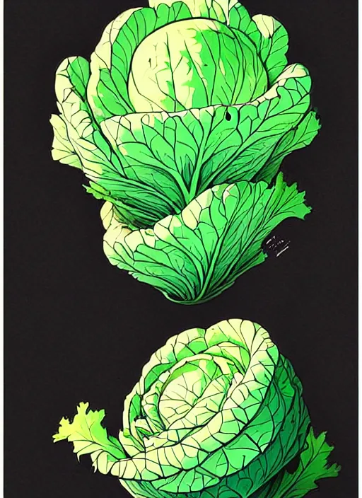 Image similar to highly detailed portrait of a cabbage in the shape of a gigachad, by atey ghailan, by greg rutkowski, by greg tocchini, by james gilleard, by joe fenton, by kaethe butcher, gradient green, black, cream and white color scheme, trending in pinterest, award winning details