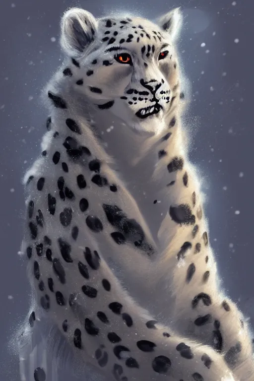 Image similar to anthropomorphic medieval snow leopard, trending on artstation, trending on furaffinity, digital art, by kawacy, anime, furry art, warm light, backlighting, cartoon, concept art